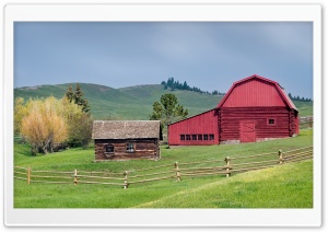 Classic American Red Barn Shed 4K UHD Wallpaper for Widescreen and UltraWide Desktop, UltraHD TV, Smartphone, Tablet