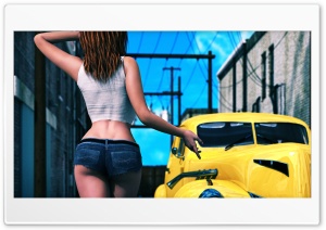 Classic Car, Girl Ultra HD Wallpaper for 4K UHD Widescreen desktop, tablet & smartphone