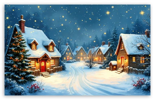 Classic Christmas Village, Winter Illustration UltraHD Wallpaper for UHD 16:9 ; HD 16:9 ; UltraWide 21:9 24:10 32:9 32:10 ; Widescreen 16:10 5:3 ; Fullscreen 4:3 5:4 3:2 ; Tablet 1:1 ; Mobile 9:16 9:19.5 9:20 9:21 9:22 10:16 2:3 3:5 3:4 ; Dual 16:10 5:3 16:9 4:3 5:4 3:2 ;