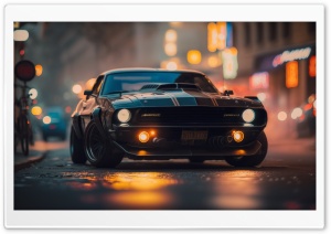 Classic Muscle Car in Urban Twilight Ultra HD Wallpaper for 4K UHD Widescreen Desktop, Lockscreen, Screensaver, TV, Tablet, Smartphone