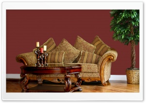 Classic Sofa With Pillows Ultra HD Wallpaper for 4K UHD Widescreen desktop, tablet & smartphone