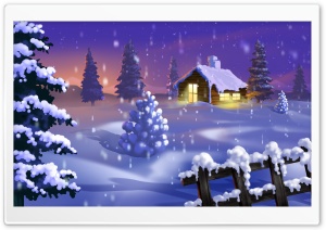 Classic Winter Scene Painting Ultra HD Wallpaper for 4K UHD Widescreen desktop, tablet & smartphone