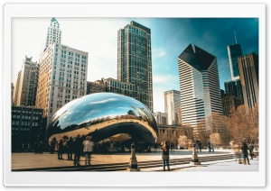 Cloud Gate Sculpture, Chicago, Illinois, USA 4K UHD Wallpaper for Widescreen and UltraWide Desktop, UltraHD TV, Smartphone, Tablet