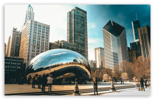 Cloud Gate Sculpture, Chicago, Illinois, USA UltraHD Wallpaper for UHD 16:9 ; HD 16:9 ; UltraWide 21:9 24:10 ; Widescreen 16:10 5:3 ; Fullscreen 4:3 5:4 3:2 ; Tablet 1:1 ;