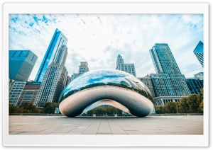 Cloud Gate, The Bean Sculpture, Chicago, Illinois, USA 4K UHD Wallpaper for Widescreen and UltraWide Desktop, UltraHD TV, Smartphone, Tablet