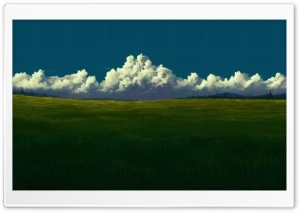 Clouds, Field, Digital Art, Painting, Grassy Field 4K UHD Wallpaper for Widescreen and UltraWide Desktop, UltraHD TV, Smartphone, Tablet