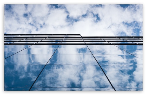 Cloudy Blue Sky, Glass Building Ultra HD Desktop Background Wallpaper ...