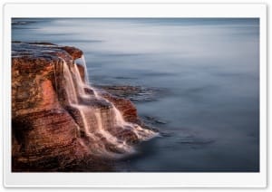 Coastal Waterfall Close-up View 4K UHD Wallpaper for Widescreen and UltraWide Desktop, UltraHD TV, Smartphone, Tablet