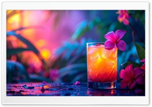 Cocktail, Aesthetic, Tropical, Plumeria Flowers 4K UHD Wallpaper for Widescreen and UltraWide Desktop, UltraHD TV, Smartphone, Tablet