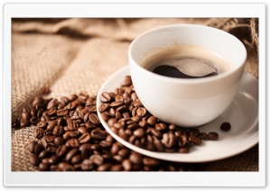 Coffee Beans White Cup Ultra HD Wallpaper for 4K UHD Widescreen desktop, tablet & smartphone