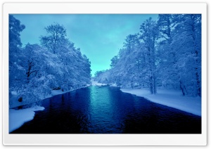 Cold Blue Winter River Ultra HD Wallpaper for 4K UHD Widescreen desktop, tablet & smartphone