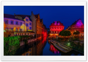Colmar at Night, Alsace, France 4K UHD Wallpaper for Widescreen and UltraWide Desktop, UltraHD TV, Smartphone, Tablet