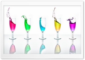 Colored Liquids in Glassware 4K UHD Wallpaper for Widescreen and UltraWide Desktop, UltraHD TV, Smartphone, Tablet