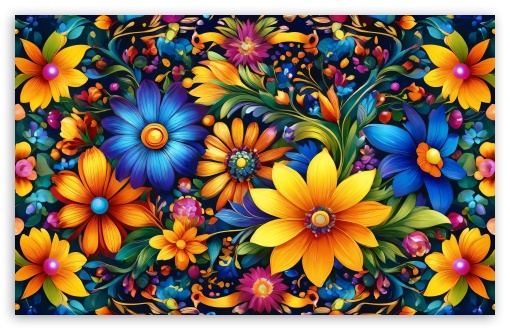 Colorful Abstract Flowers UltraHD Wallpaper for Widescreen 16:10 ;
