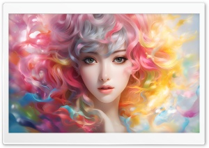 Colorful Hair Girl Artwork Ultra HD Wallpaper for 4K UHD Widescreen desktop, tablet & smartphone