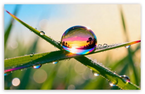 Colorful Reflection in a Dew Drop on the Grass UltraHD Wallpaper for UHD 16:9 ; HD 16:9 ; UltraWide 21:9 24:10 32:9 32:10 ; Widescreen 16:10 5:3 ; Fullscreen 4:3 5:4 3:2 ; Tablet 1:1 ; Mobile 9:16 9:19.5 9:20 10:16 2:3 3:5 3:4 ; Dual 16:10 5:3 16:9 4:3 5:4 3:2 ;