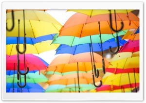 Colorful Umbrellas in the Air Ultra HD Wallpaper for 4K UHD Widescreen desktop, tablet & smartphone