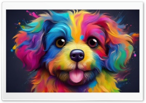 Colorfull Puppy Portrait Art 4K UHD Wallpaper for Widescreen and UltraWide Desktop, UltraHD TV, Smartphone, Tablet