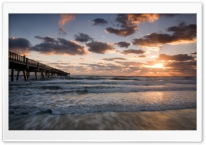 Concrete Pier, Sunset Ultra HD Wallpaper for 4K UHD Widescreen desktop, tablet & smartphone
