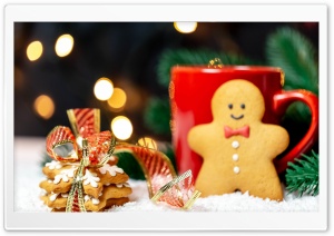 Cookies, Gingerbread Man, Red Mug, Christmas Ultra HD Wallpaper for 4K UHD Widescreen desktop, tablet & smartphone