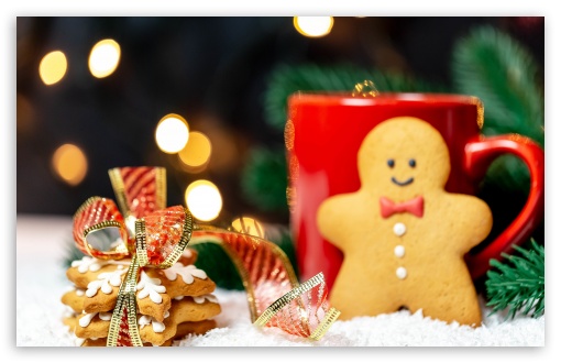 Cookies, Gingerbread Man, Red Mug, Christmas Ultra HD Desktop ...