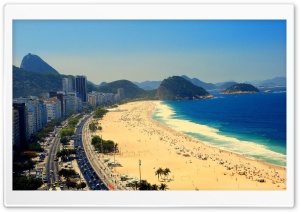Copacabana Beach, Aerial View Of Rio de Janeiro, Brazil Ultra HD Wallpaper for 4K UHD Widescreen desktop, tablet & smartphone