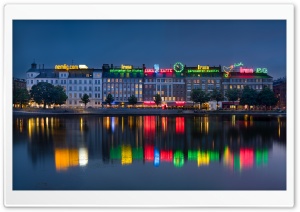 Copenhagen Lakes, Denmark, City Night Light 4K UHD Wallpaper for Widescreen and UltraWide Desktop, UltraHD TV, Smartphone, Tablet