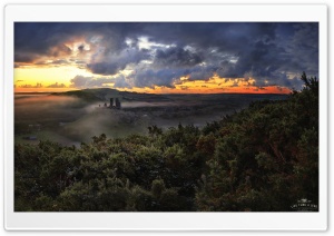 Corfe Castle Mist, Dorset, United Kingdom Ultra HD Wallpaper for 4K UHD Widescreen desktop, tablet & smartphone