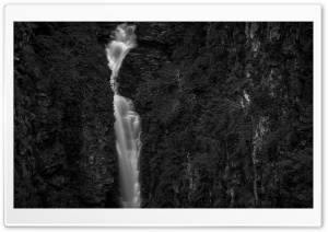 Corrieshalloch Gorge Waterfall Scotland Black and White 4K UHD Wallpaper for Widescreen and UltraWide Desktop, UltraHD TV, Smartphone, Tablet