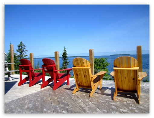 Cottage Deck Tobermory overlooking Georgian Bay UltraHD Wallpaper for Fullscreen 4:3 ;