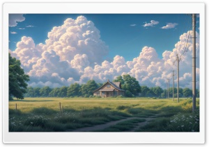 Countryside House Illustration 4K UHD Wallpaper for Widescreen and UltraWide Desktop, UltraHD TV, Smartphone, Tablet