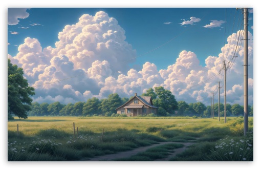 Countryside House Illustration UltraHD Wallpaper for UHD 16:9 ; HD 16:9 ; UltraWide 21:9 24:10 ; Widescreen 16:10 5:3 ; Fullscreen 4:3 ;