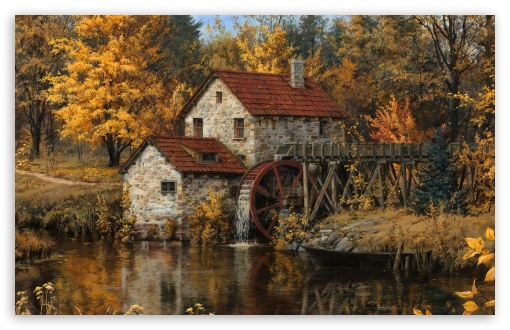 Countryside Watermill, Fall Scenery UltraHD Wallpaper for UHD 16:9 ; HD 16:9 ; UltraWide 21:9 24:10 ; Widescreen 16:10 5:3 ; Fullscreen 4:3 5:4 3:2 ; Tablet 1:1 ; Dual 4:3 5:4 3:2 ;