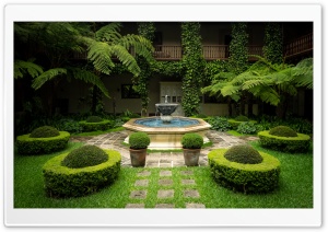 Courtyard and Fountain Ultra HD Wallpaper for 4K UHD Widescreen desktop, tablet & smartphone