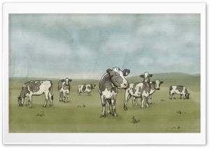 Cows Drawing Ultra HD Wallpaper for 4K UHD Widescreen desktop, tablet & smartphone