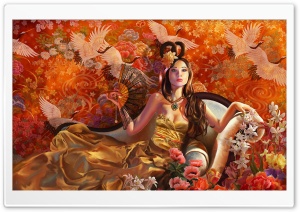 Cranes Painting Ultra HD Wallpaper for 4K UHD Widescreen desktop, tablet & smartphone
