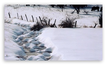 Creek Winter UltraHD Wallpaper for Mobile 3:5 3:4 ;