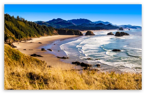 Crescent Beach and Cannon Beach, Oregon UltraHD Wallpaper for UHD 16:9 ; HD 16:9 ; UltraWide 21:9 24:10 ; Widescreen 16:10 ; Tablet 1:1 ;