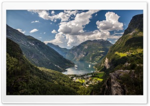 Cruise Ships, Geiranger village, Norway Ultra HD Wallpaper for 4K UHD Widescreen desktop, tablet & smartphone