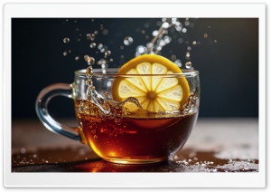 Cup of Tea with Slice of Lemon Ultra HD Wallpaper for 4K UHD Widescreen Desktop, Lockscreen, Screensaver, TV, Tablet, Smartphone