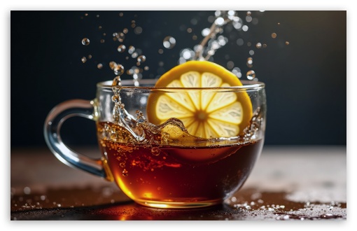 Cup of Tea with Slice of Lemon UltraHD Wallpaper for UHD 16:9 ; HD 16:9 ; UltraWide 21:9 24:10 ; Widescreen 16:10 5:3 ; Fullscreen 4:3 5:4 3:2 ; Dual 4:3 5:4 ;