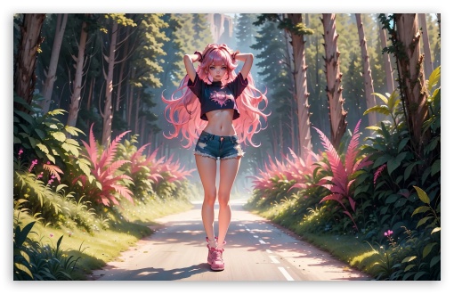 Cute Anime Girl with Pink Long Hair UltraHD Wallpaper for HD 16:9 ; UltraWide 21:9 24:10 ; Widescreen 16:10 5:3 ; Fullscreen 4:3 5:4 3:2 ; Tablet 1:1 ; Mobile 9:16 9:19.5 9:20 10:16 2:3 3:5 3:4 ;