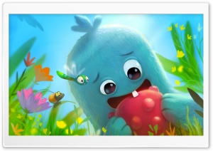 Cute Baby Monster First Tooth Illustration Ultra HD Wallpaper for 4K UHD Widescreen desktop, tablet & smartphone