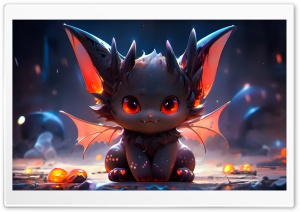 Cute Black Baby Dragon Art Ultra HD Wallpaper for 4K UHD Widescreen Desktop, Lockscreen, Screensaver, TV, Tablet, Smartphone