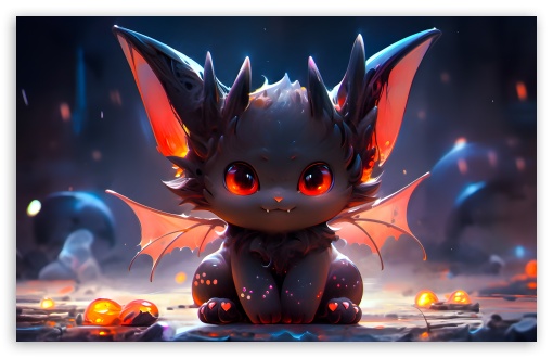 Cute Black Baby Dragon Art UltraHD Wallpaper for HD 16:9 ; UltraWide 21:9 ; Widescreen 16:10 5:3 ; Fullscreen 4:3 5:4 3:2 ; Tablet 1:1 ;