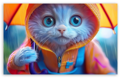 Cute Cat in the Rain Painting UltraHD Wallpaper for UHD 16:9 2160p 1440p 1080p 900p 720p ; 8K UHD TV 16:9 Ultra High Definition 2160p 1440p 1080p 900p 720p ; UltraWide 21:9 24:10 ; Widescreen 16:10 5:3 WHXGA WQXGA WUXGA WXGA WGA ; Fullscreen 4:3 5:4 3:2 UXGA XGA SVGA QSXGA SXGA DVGA HVGA HQVGA ( Apple PowerBook G4 iPhone 4 3G 3GS iPod Touch ) ; Tablet 1:1 ;