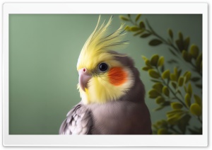 Cute Cockatiel Parrot Portrait Art Ultra HD Wallpaper for 4K UHD Widescreen desktop, tablet & smartphone