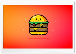 Cute Double Cheeseburger - Orange, Red Ultra HD Wallpaper for 4K UHD Widescreen desktop, tablet & smartphone