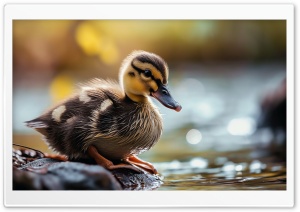 Cute Duckling by the Water Ultra HD Wallpaper for 4K UHD Widescreen desktop, tablet & smartphone