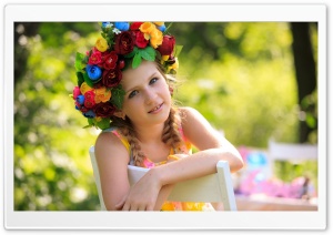 Cute Girl Flowers Ultra HD Wallpaper for 4K UHD Widescreen desktop, tablet & smartphone